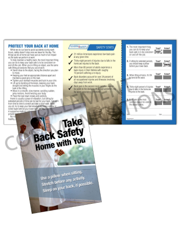 Back Safety – Home – Safety Pocket Guide with Quiz Card