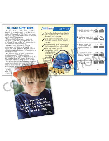 Safety Rules – Child Waiting at Home – Safety Pocket Guide with Quiz Card