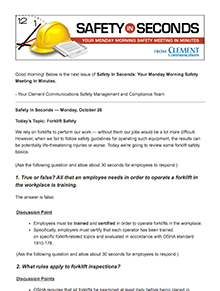 Safety in Seconds Newsletter